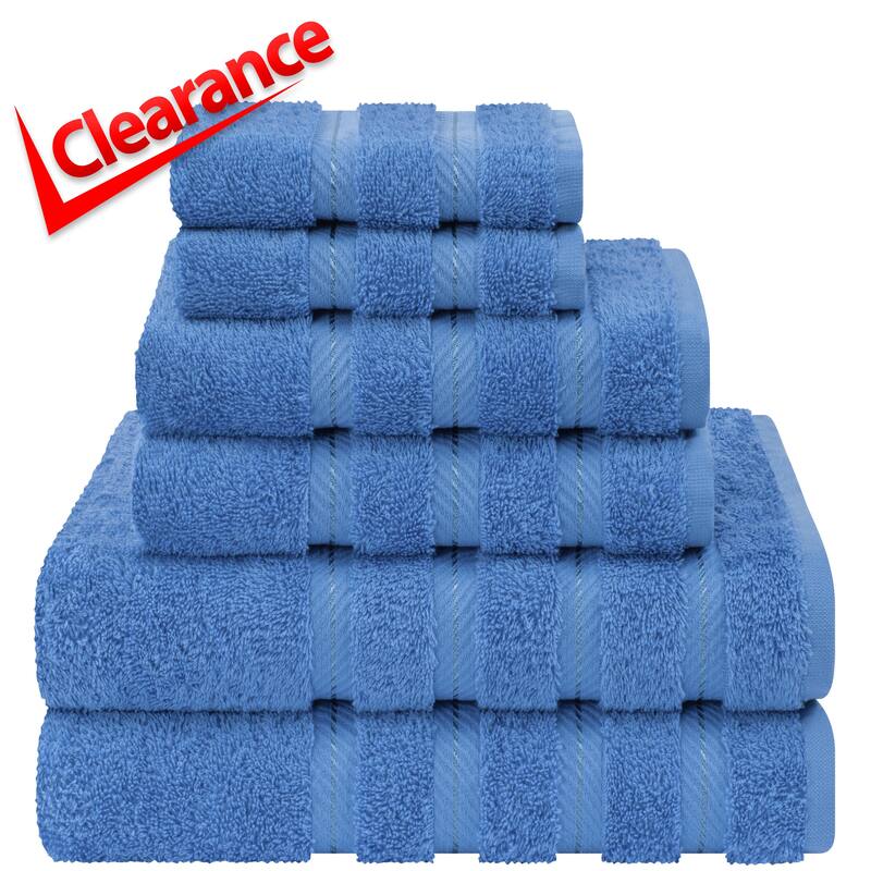 American Soft Linen 6 Piece Turkish Cotton Bath Towel Set - Electric Blue