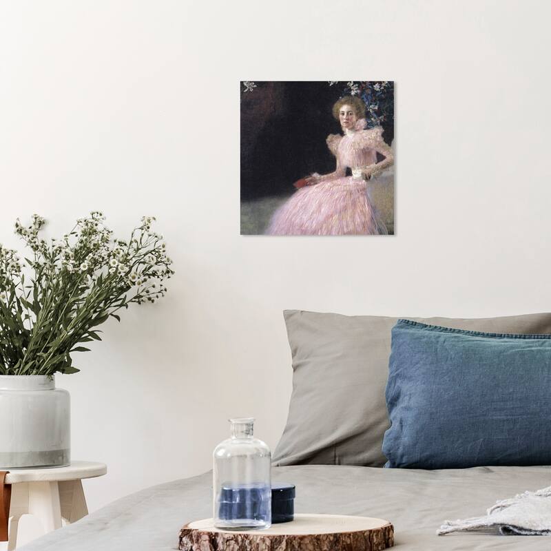 Wynwood Studio Canvas Classic Gustav Klimt - Portrait of Sonja Knips Pink and Pastel Pink Traditional Wall Art Canvas Print - 12 x 12