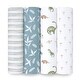 preview thumbnail 1 of 3, aden + anais essentials cotton muslin swaddle blanket 4 pack dino jungle