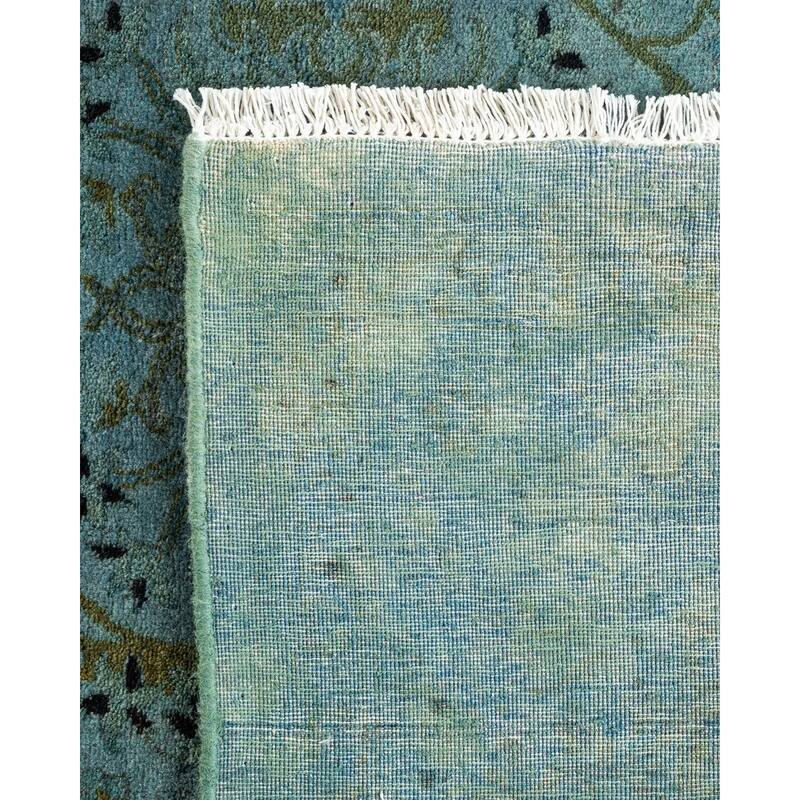 Overton Hand Knotted Wool Vintage Inspired Modern Contemporary Overdyed Gray Round Area Rug - 4' 3" x 6' 0"