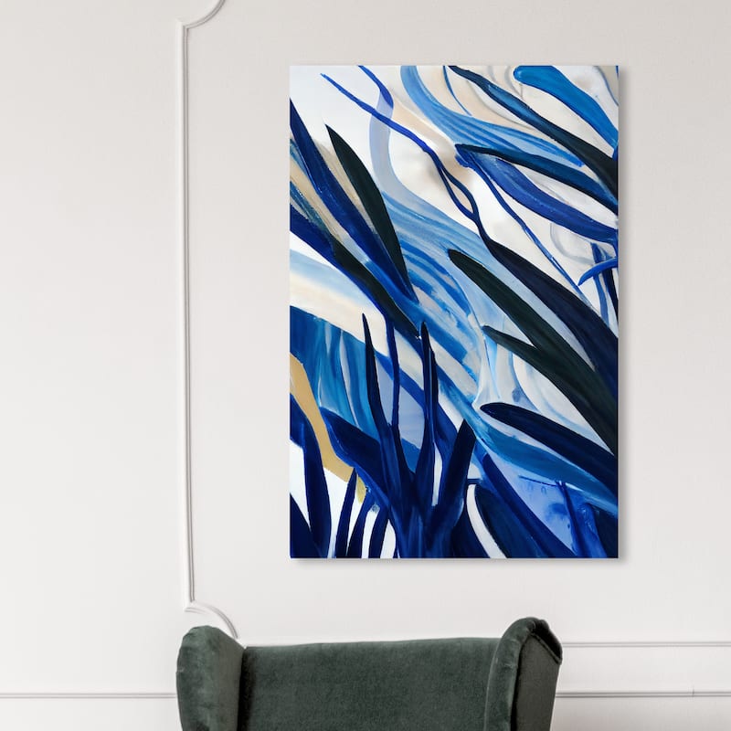 Wynwood Studio Abstract Jungle Blues Blue and Tropical Wall Art Canvas Print - 45 x 30