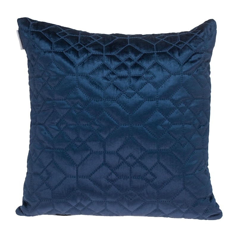Navy Quilted Velvet Geo Decorative Throw Pillow - Navy