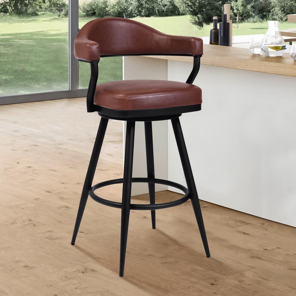 Justin Faux Leather Upholstered Bar or Counter Height Swivel Stool