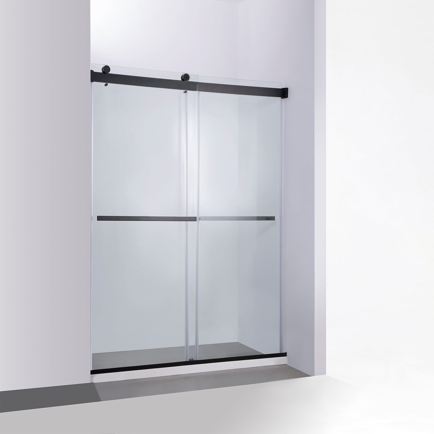 Spezia 56"W x 76"H Sliding Frameless Shower Door in Matt Black