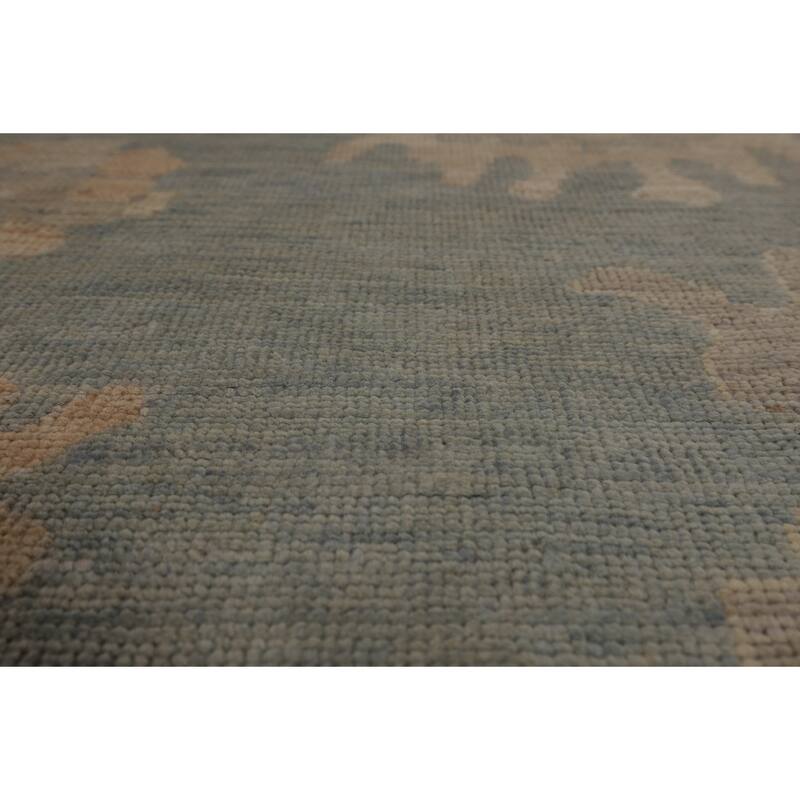 Vegetable Dye Blue Oushak Turkish Rug Handmade Oriental Wool Carpet - 8'10"x 11'8"