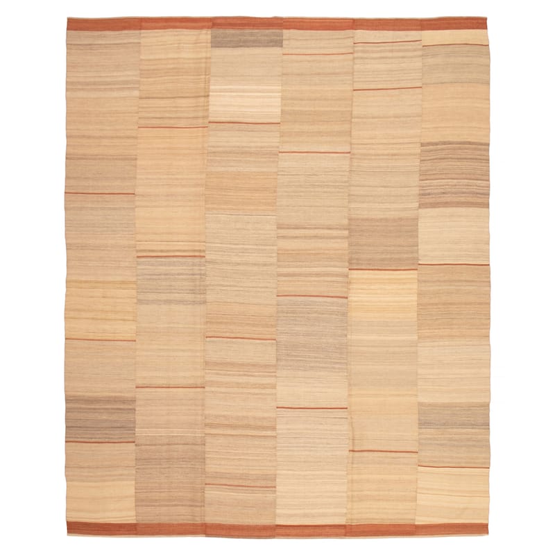ECARPETGALLERY Flat-Weave Ankara FW Cream Wool Kilim - 10'3 x 12'9 - Cream - 10'3 x 12'9