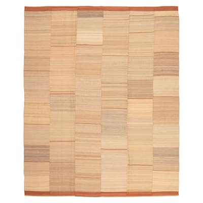 ECARPETGALLERY Flat-Weave Ankara FW Cream Wool Kilim - 10'3 x 12'9