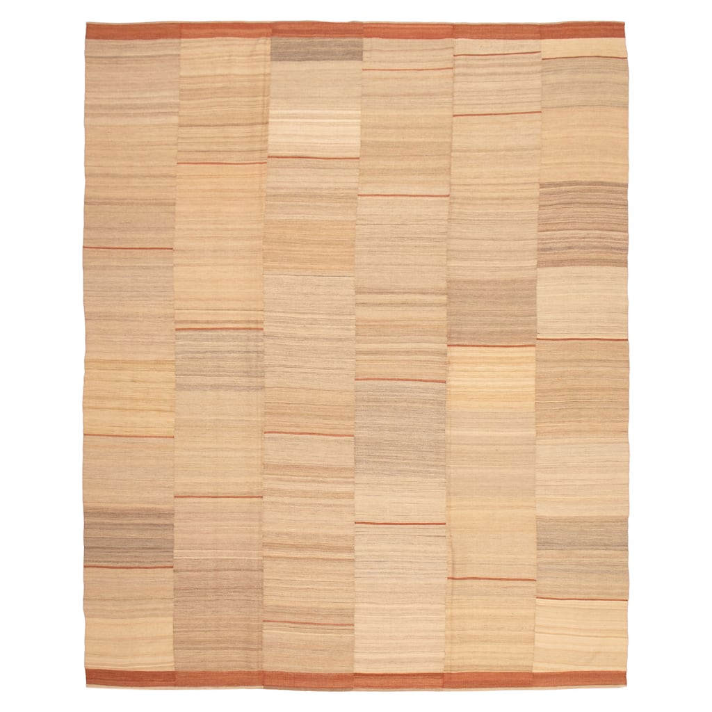 ECARPETGALLERY Flat-Weave Ankara FW Cream Wool Kilim - 10'3 x 12'9