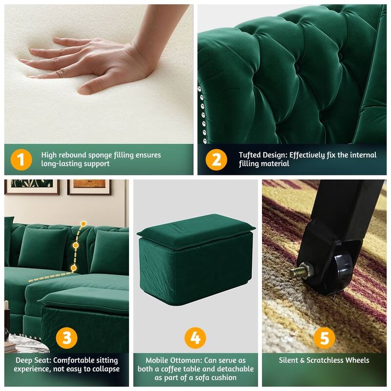 3-in-1 Pull-Out Convertible Sleeper Sofa Bed with Movable Ottoman