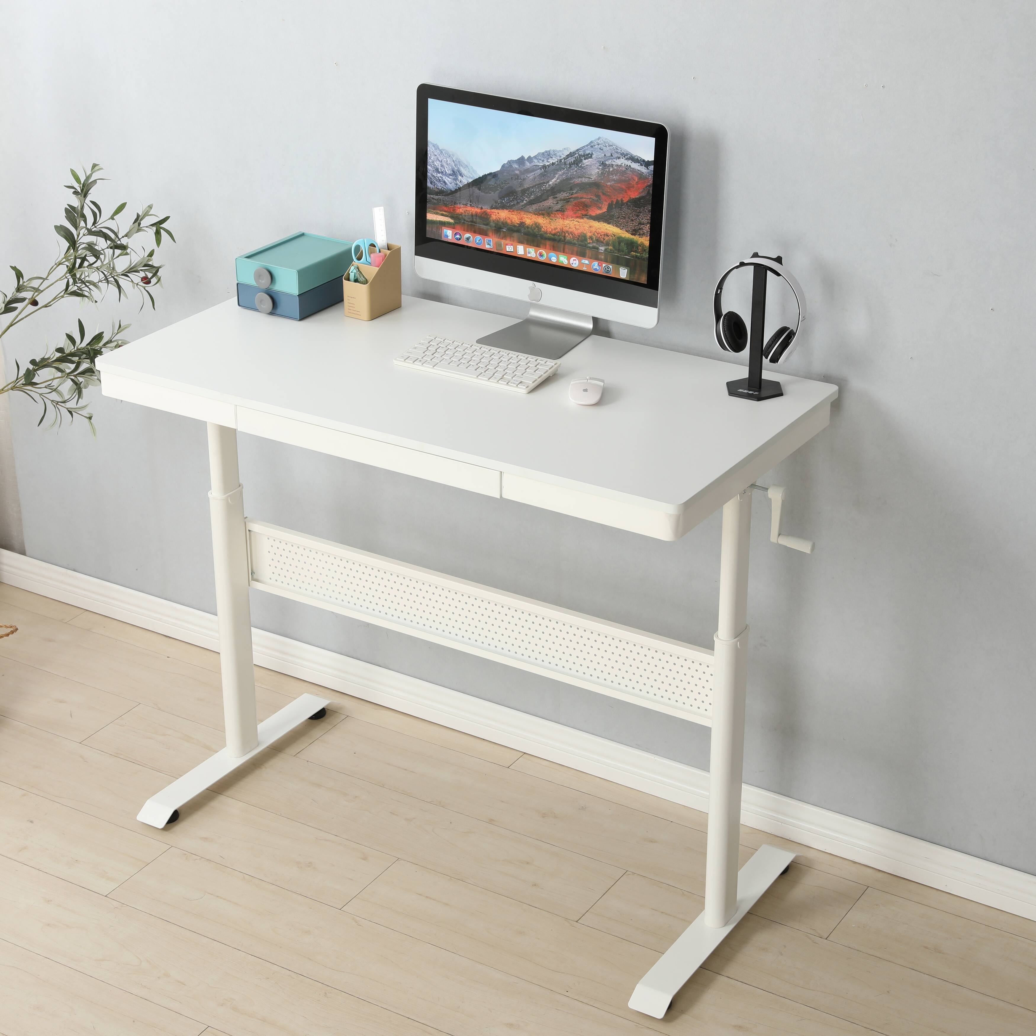 Standing Desk with Metal Drawer Adjustable Height Student Desks