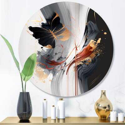 Designart "Modern Butterfly Painting" Abstract Metal Round Wall Art