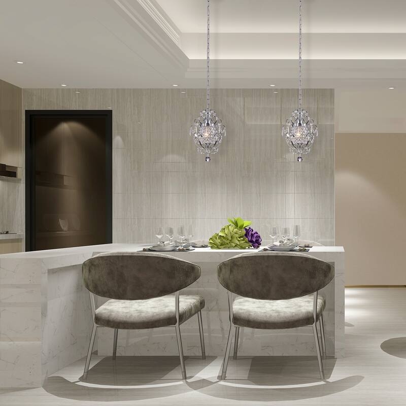 Chrome Finish 1-Light Glam Mini Pendant with Crystal