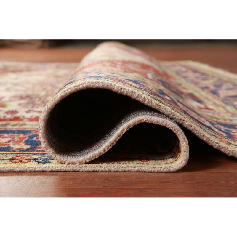 Hand Knotted Oriental 100% Wool Carpet Traditional Medallion Beige & Ivories Heriz (serapi) Area Rug - 9' 10'' X 7' 11''