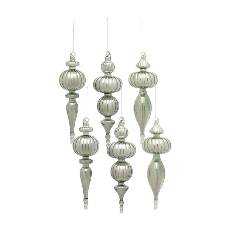 Glass Finial Drop Ornament (Set of 6) - Green