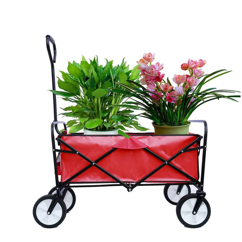 Folding Wagon Beach and Garden Shopping Cart in Sturdy Metal Material
