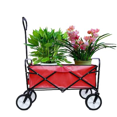 Folding Wagon Beach and Garden Shopping Cart in Sturdy Metal Material