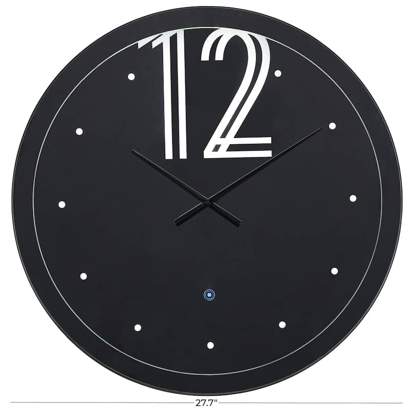 Glass LED Decorative Wall Clock with Black Clocks Hands and White Numbers - Multi Colored - Roche River Decor