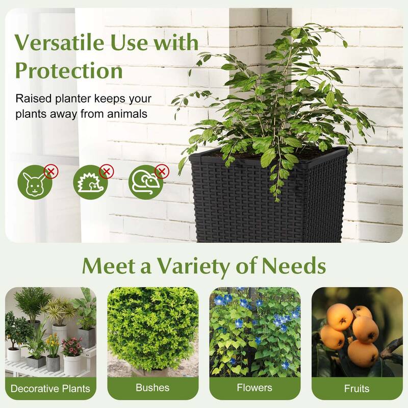 Costway 23" Tall Planters Set of 2 Rattan Wicker Plant Pot - See Details