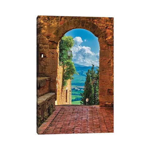 iCanvas "Arch With The View Of The Tuscan Countryside, Pienza, Tuscany, Italy" by George Oze Canvas Print