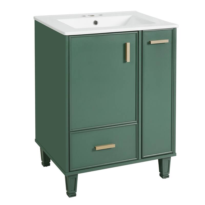24" Freestanding Bathroom Vanity with Ceramic Sink