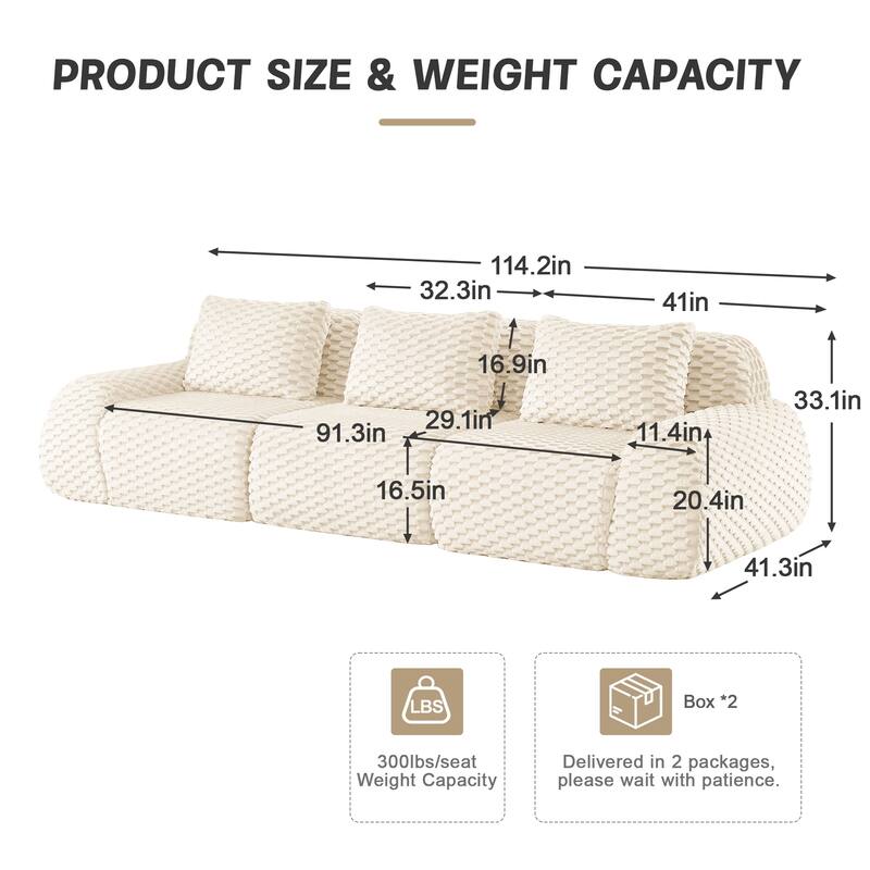 Floor Cloud Sectional Couch, Boneless Sofa for Living Room, Modular Sectional Sofa with Deep Seat, No Assembly Required