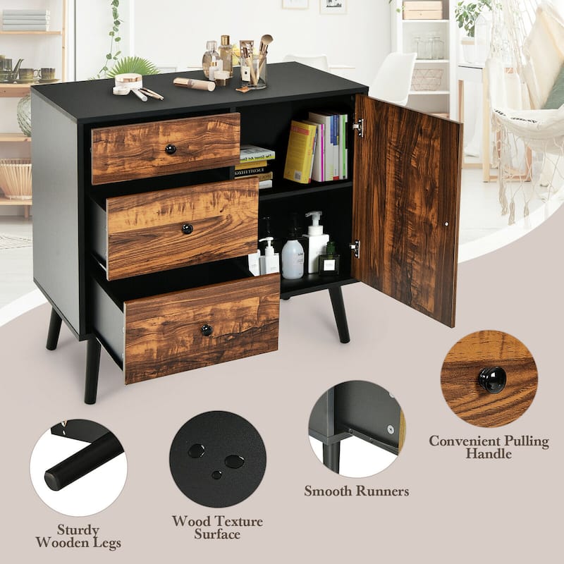 Gymax Storage Cabinet w/Drawer & Side Cabinet 31.5'' Sideboard Dresser - See Details