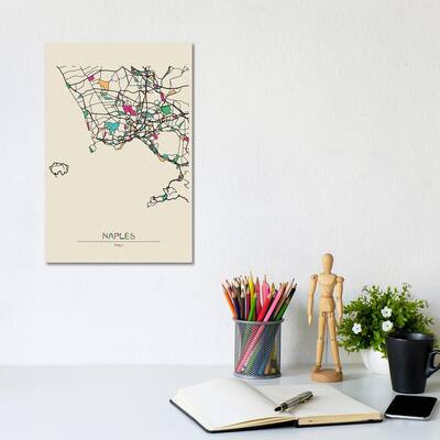 iCanvas "Naples, Italy Map" by Ayse Deniz Akerman Canvas Print