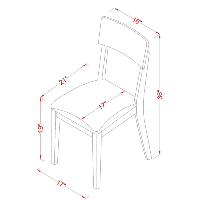 Slat Back Dining Chair - Linen White Finish - Faux Leather Seat - Modern Kitchen Chair