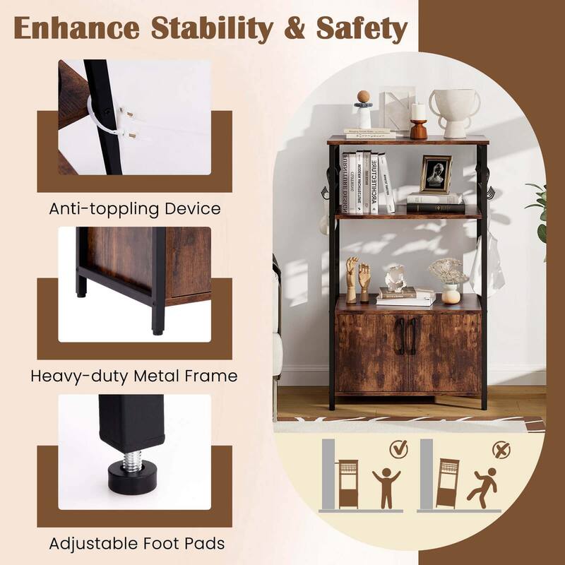 Costway 3 Tier Kitchen Baker’s Rack with Cabinet 2 Open Shelves - See Details
