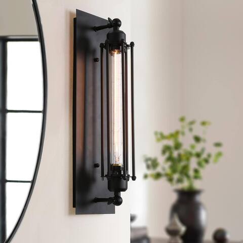 Carbon Loft Modern Farmhouse 1-Light Black Flush Mount Metal Wall Sconces - W5" x E5.5" x H18.5"
