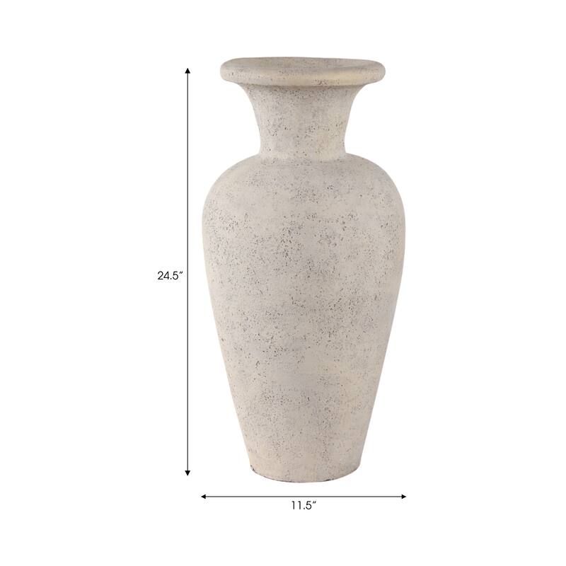 Decorative Vase - Ivory Pottery Rustic Matte Finish, 24"