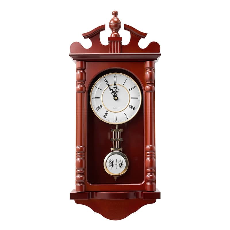 Vintage Grandfather Pendulum Wall Clock 23.2in with Quartz Movement - 23.62 x 10.24 x 3.74 in