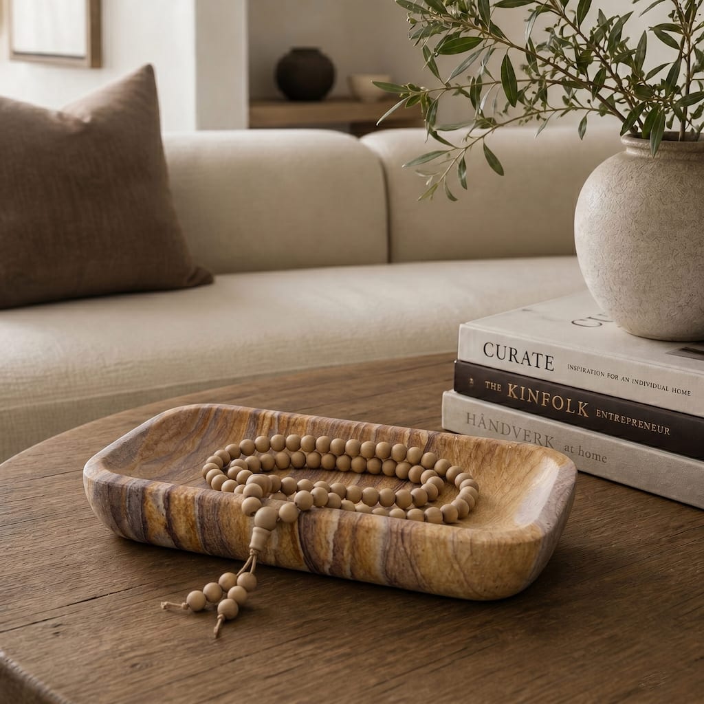 Aegean - Rainbow Sandstone Decorative Bowl - Centerpiece Accent