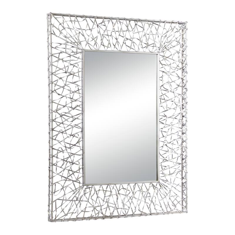 Silver Metal Ribbon Wall Mirror - 33 x 2 x 43