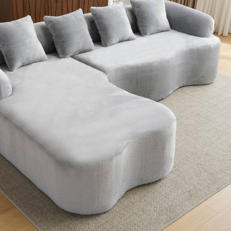Full Compression L-Shape Chenille Sectional Sofa with Curved Chaise