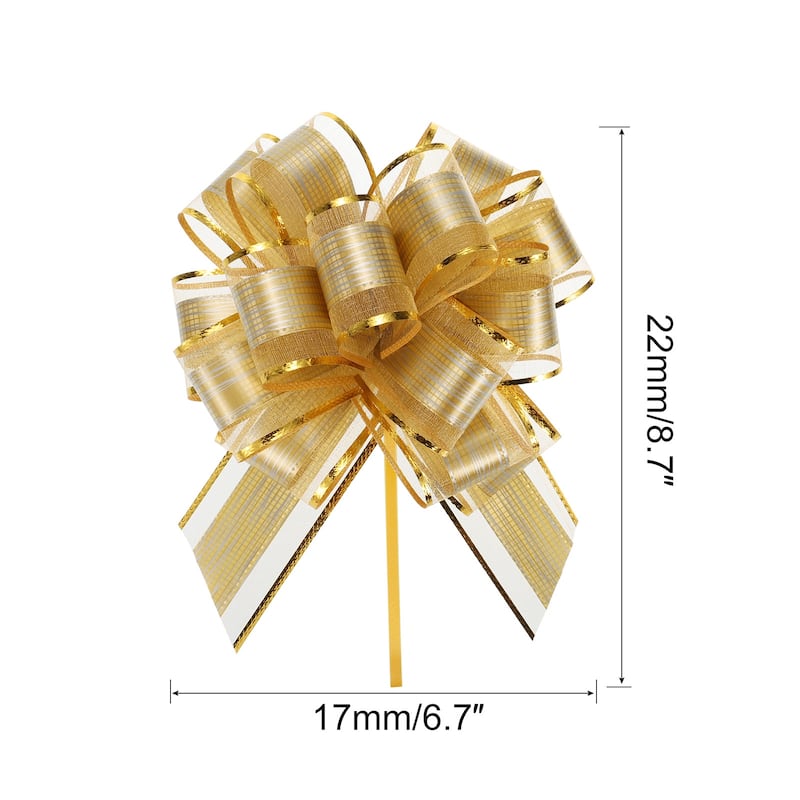 10pcs 7 Inch Large Pull Bow Gift Wrapping Bows Ribbon Organza - Champagne Gold - 7 Inch