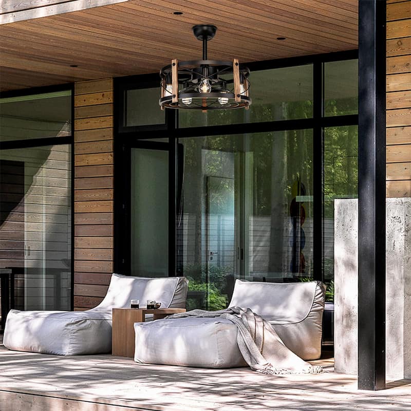 20" Ceiling Fan With Remote Control, Quiet Motor Fan Light, Indoor Chandelier Ceiling Fan for Bedroom, Living room - Matte Black