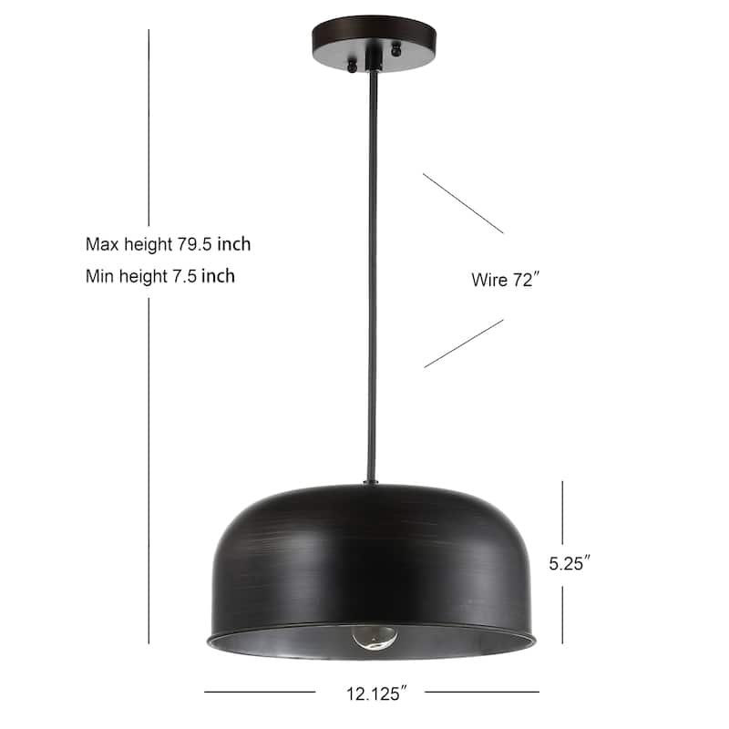 SAFAVIEH Lighting Vildan Adjustable 1-Light Led Grey Pendant - 12.1"x12.1"x7.5--79.5" - Painted Grey - 12Wx12Dx80H