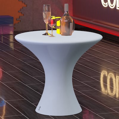 Mixoy Changing Colors LED Cocktail Table,Rechargeable Light Up Wine Table Cordless Pub Table,Home Patio Pool Ambiance Furniture