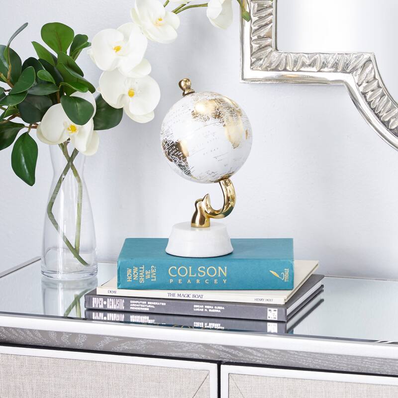 Gold Aluminum Globe with Marble Base - 5 x 5 x 10