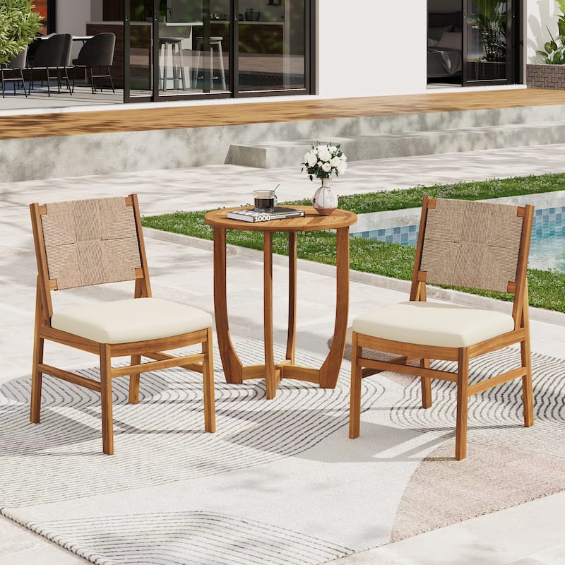 Christopher Knight Home - Outdoor Dining Set Options with Handwoven Chairs and Multiple Table Styles - 69" Table + Cream+Light Brown