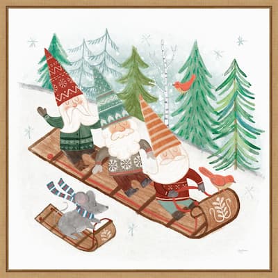 Woodland Gnomes III by Mary Urban Canvas Art Framed - 16 x 16 in
