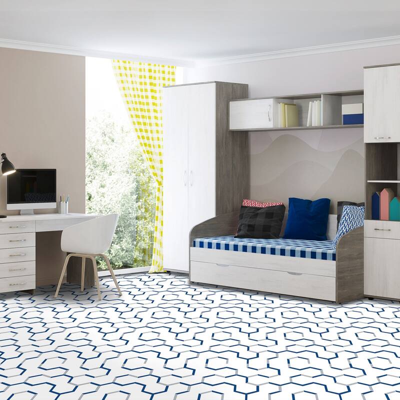 Retro Self Adhesive Vinyl Floor Tile - Geo Puzzle - 20 Tiles/20 sq ft