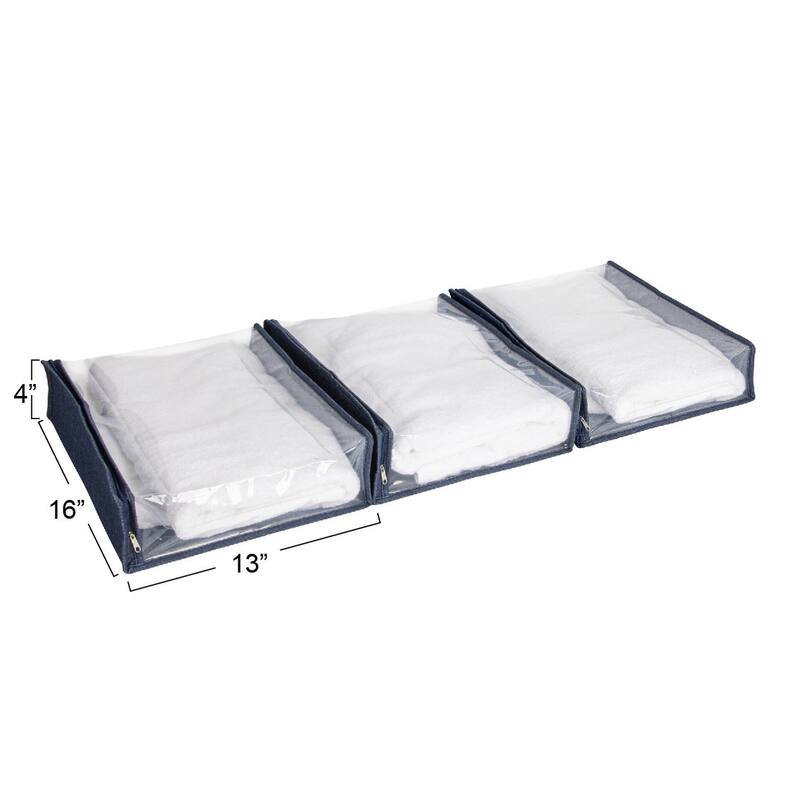Household Essentials Under Bed Zippered Sweater Storage Bags with Clear Vision Panel - 16.0"L x 13.3"W x 4.0"H