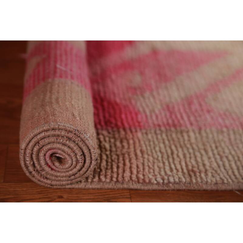 Fuchsia Oushak Turkish Runner Rug Handmade Wool Carpet - 2'10"x 11'7"