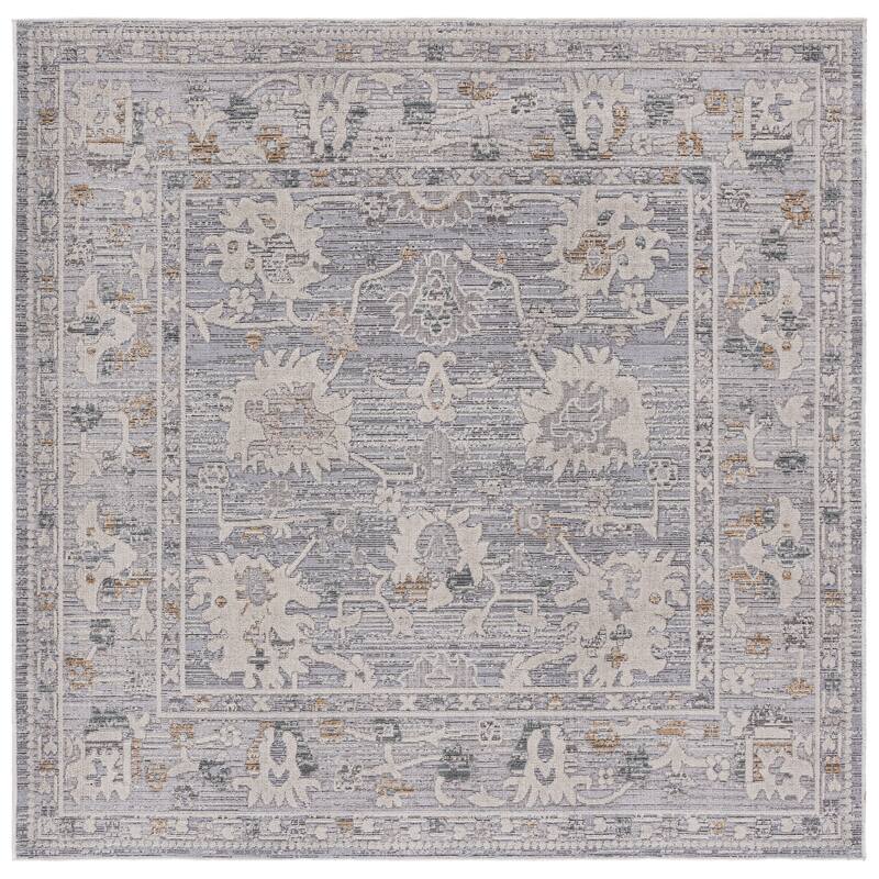 SAFAVIEH Miranda Nadeige Traditional Rug - 6'6" Square - Grey/Ivory Beige