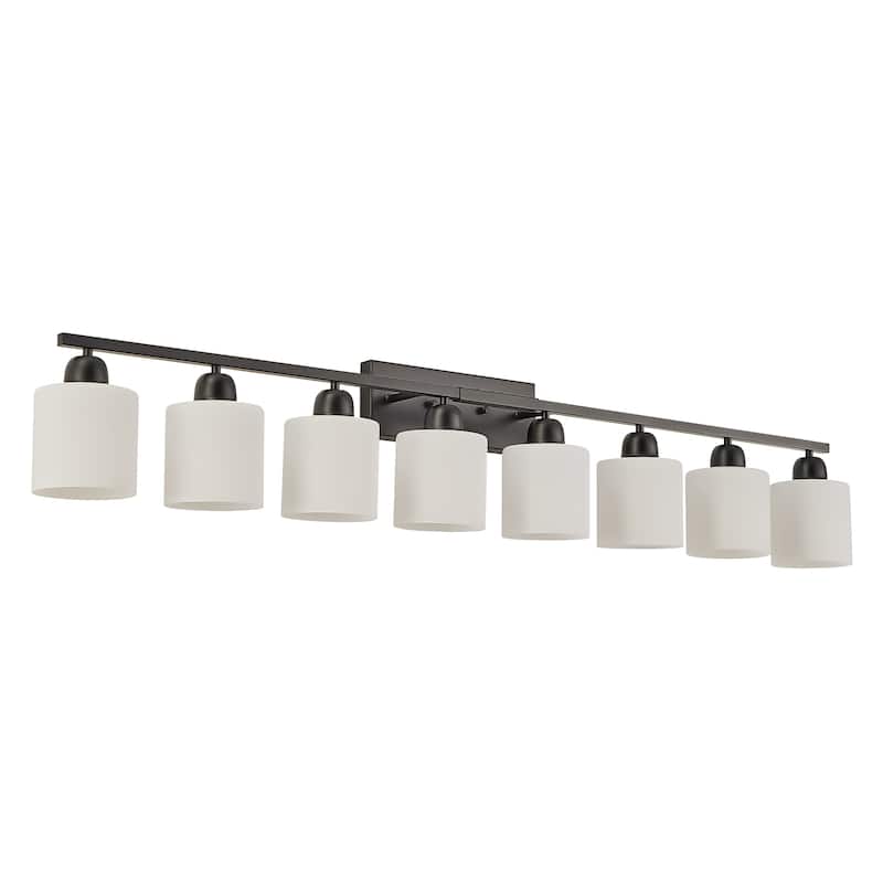 8-Light Bathroom Light Fixtures Over Mirror, 52inch Modern Vanity Lights with Frosted Glass Shade