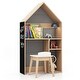 preview thumbnail 1 of 11, Costway Kids House-Shaped Table & Chair Set Wooden Toy Organizer - See Details Grey - See Details