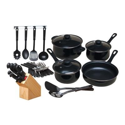 Gibson - 64269.32 32 Piece Nonstick Cookware Set, Black