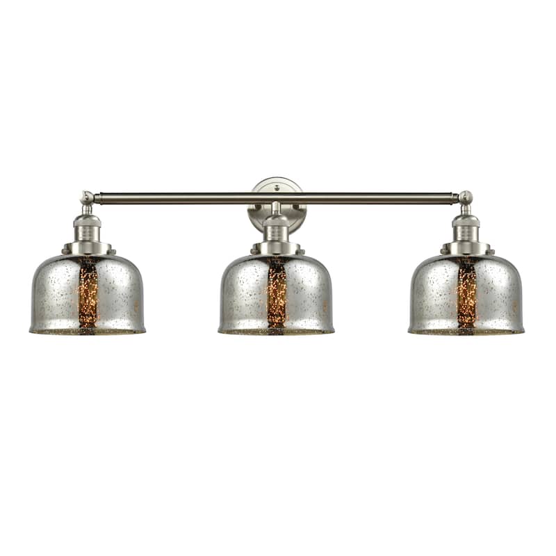 Innovations Lighting Large Bell 3 Light 32" Wide Bathroom Vanity Light - Brushed Satin Nickel / Silver Plated Mercury